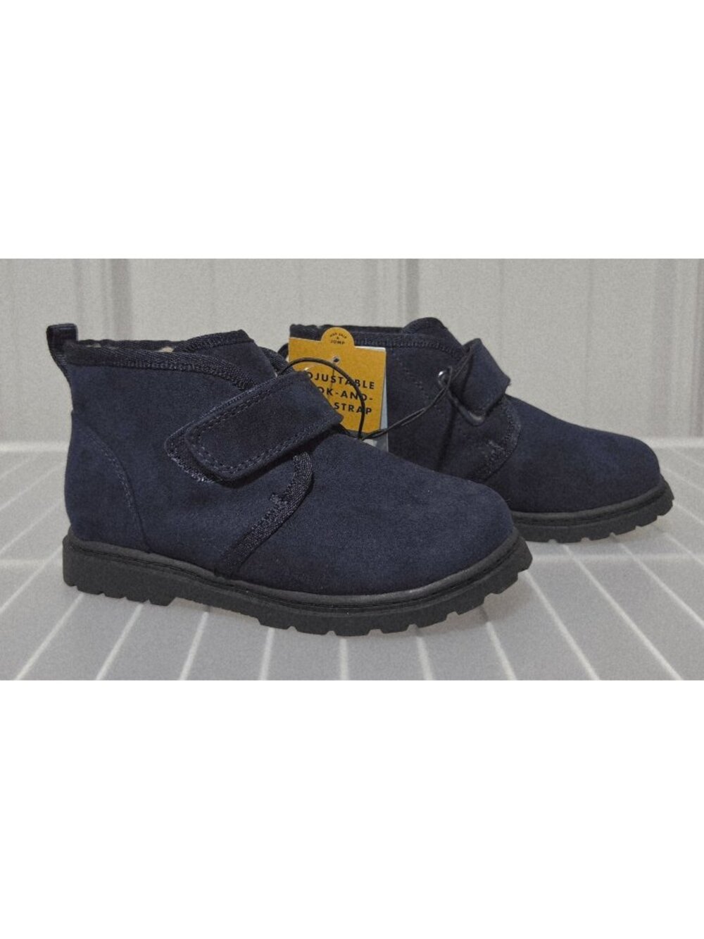 Cat & Jack Magnus Toddler Little Boys' Navy Blue Faux Suede Sherpa Lined Boots